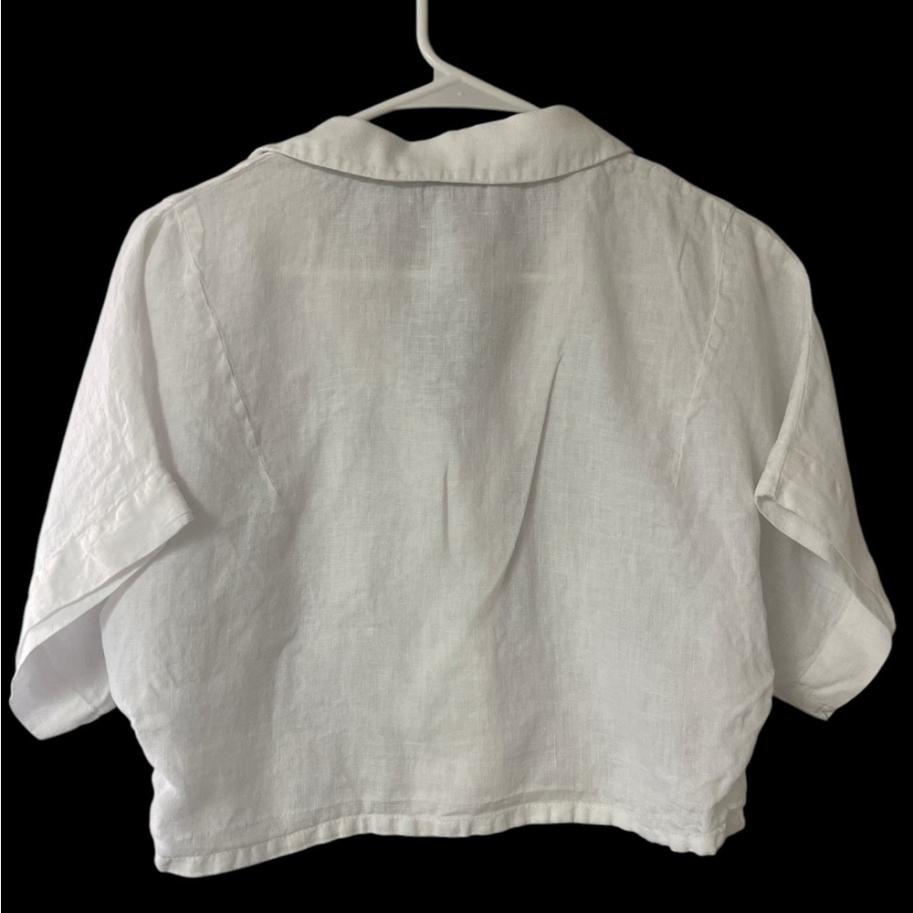 White Linen Button-Up Top - Picture 3 of 4